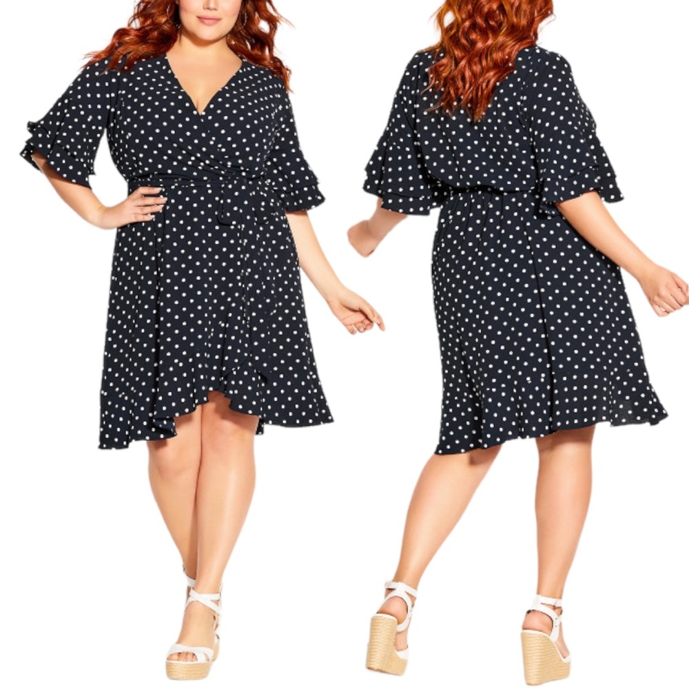 CITY CHIC Polka Dot Wrap Mini‎ Dress. Size 14